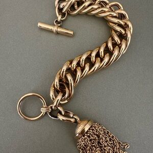 Barrera Gold Tone Chain Tassel Bracelet